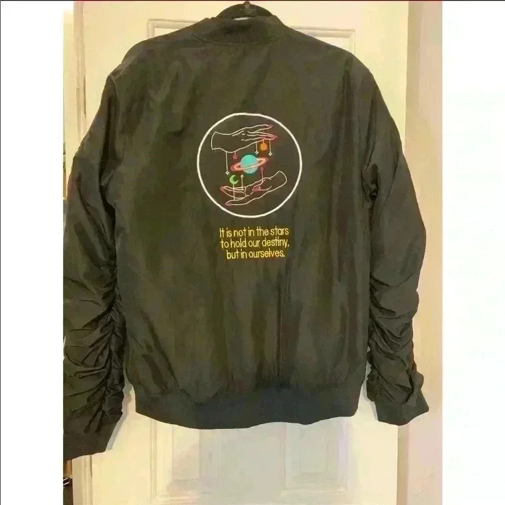 Custom Black Bomber Jacket w/embroidery